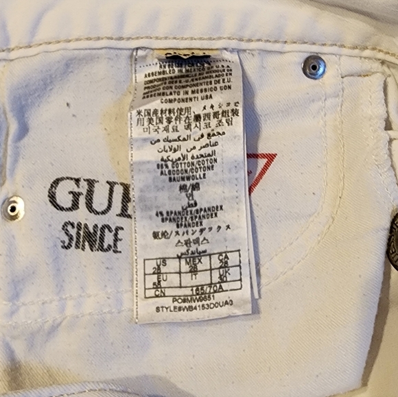 Guess Jeans Daredevil Skinny Leg White Denim With Stretch Size 28 - Picture 9 of 10
